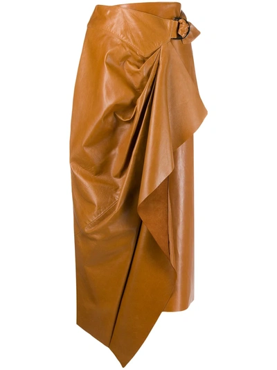 Isabel Marant Leather Wrap-front Skirt In Brown