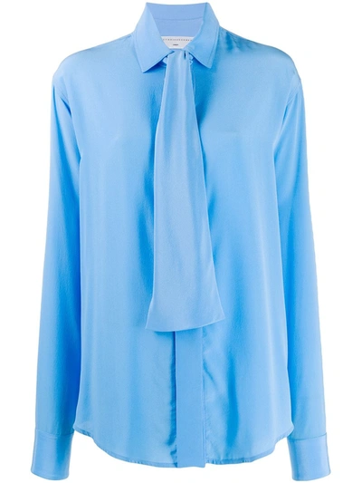 Victoria Beckham New Scarf Shirt In Blue