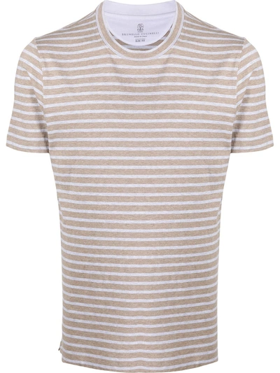 Brunello Cucinelli Two-tone T-shirt In Brown