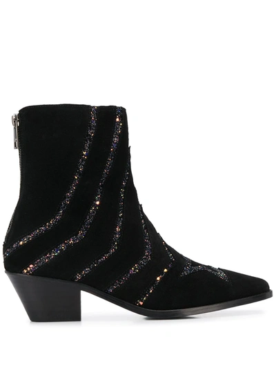 Zadig & Voltaire 50mm Tyler Star Glitter Boots In Black