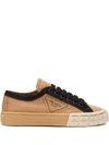 Prada Low-top Chunky Sneakers With Triangle Logo In Neutrals