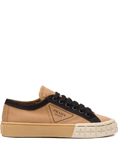 Prada Low-top Chunky Sneakers With Triangle Logo In Neutrals