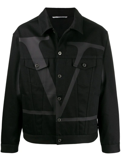 Valentino Oversized Vlogo Denim Jacket In Black