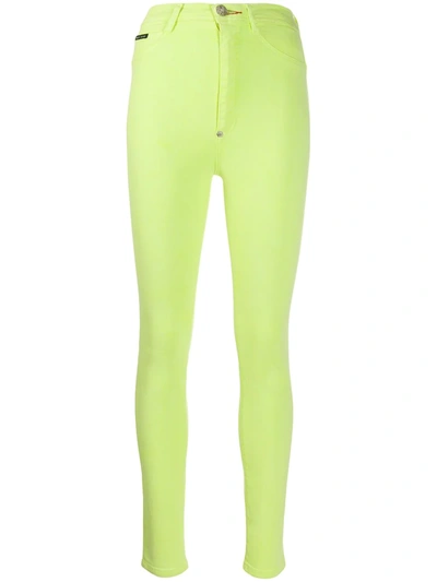 Philipp Plein Super High-waisted Jeggings In Yellow