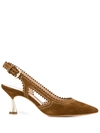 Casadei Pointed Toe Slingback Pumps In Brown