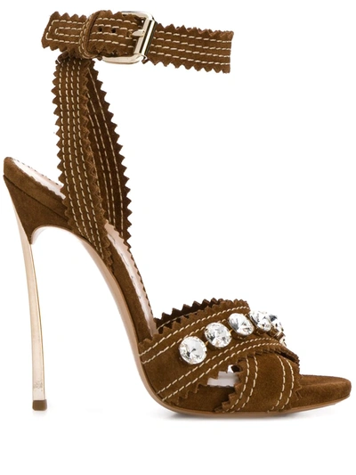 Casadei Crystal-embellished 125mm Sandals In Brown