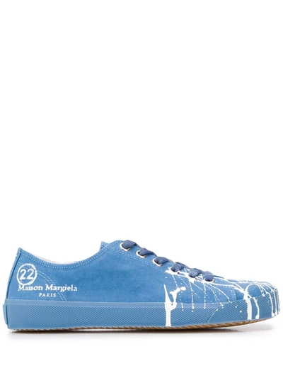 Maison Margiela Tabi Paint Canvas Trainers In Blue