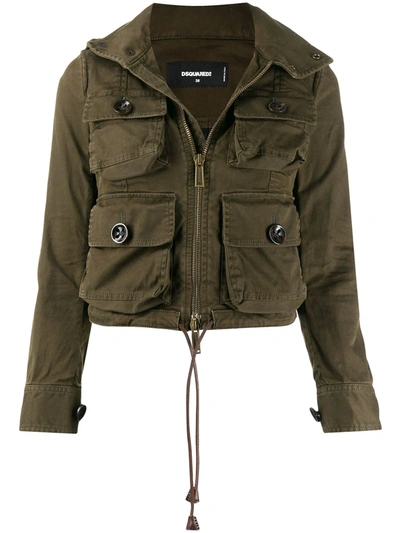 Dsquared2 Cropped Utility Jacket In Green