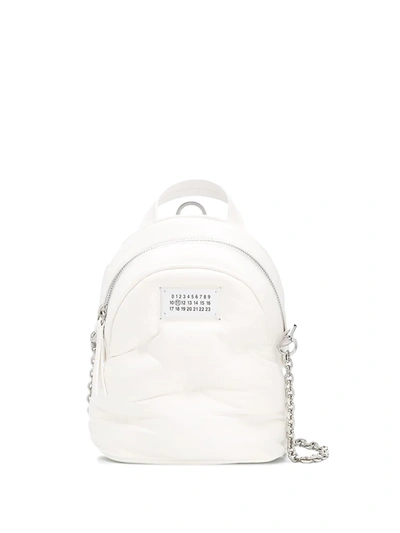 Maison Margiela Quilted-effect Logo-patch Mini Backpack In White