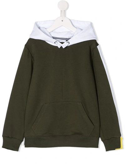 Givenchy Kids' Colour-block Drawstring Hoodie In Green