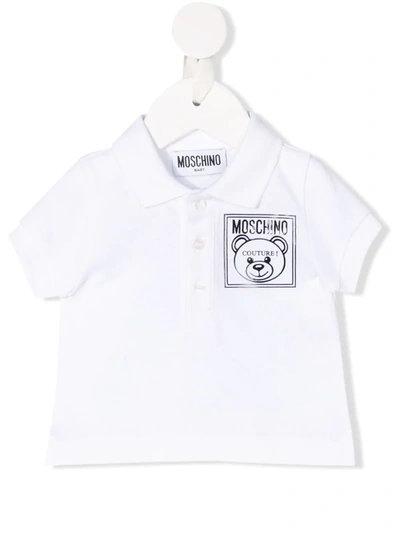 Moschino Babies' Logo Short-sleeve Polo Shirt In White