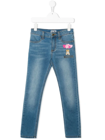 Moschino Kids' Toy Bear Jeans In Blue