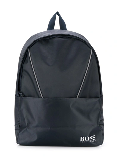 Hugo Boss Zip-around Logo Backpack In Blue