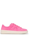 Camper Courb Perforated Suede Sneaker In Bright Pink