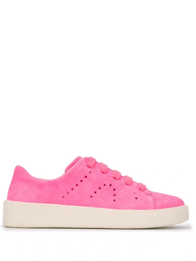Camper Courb Perforated Suede Sneaker In Pink