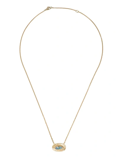 Brooke Gregson 18kt Yellow Gold Diamond Oval Necklace In Yellow / Blue
