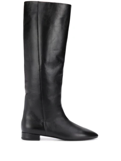Saint Laurent Knee Length 25mm Boots In Black