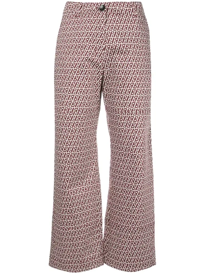 Baum Und Pferdgarten Abstract-print Cropped Kick-flare Trousers In Brown