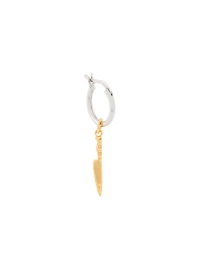 True Rocks Two-tone Knife Hoop Earring In Silver