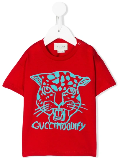 Gucci Babies'  Moodify Print T-shirt In Red