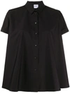 Aspesi Flared Short Sleeve Shirt In Black