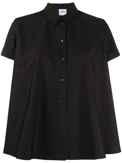 Aspesi Flared Short Sleeve Shirt In Black