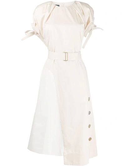 Eudon Choi Asymmetric Belted Dress In White