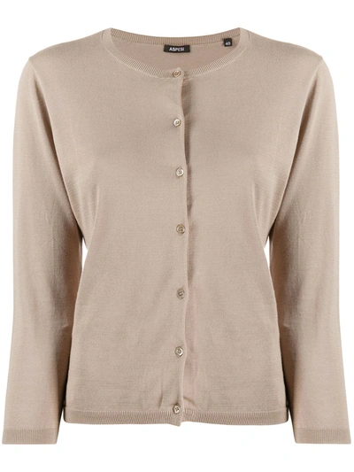 Aspesi Round-neck Cardigan In Neutrals