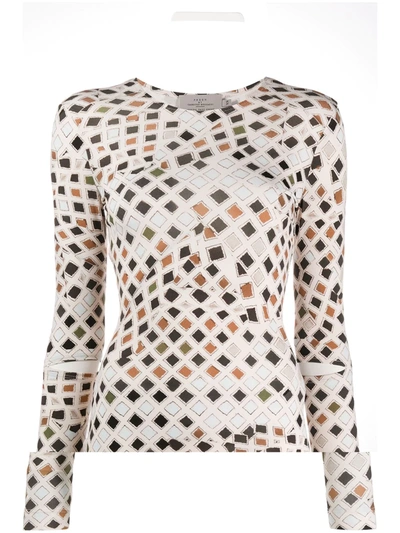 Preen By Thornton Bregazzi Wood Blocking Print Top In Neutrals