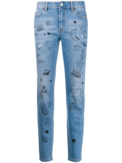 Just Cavalli Graphic Print Jeans In Blue