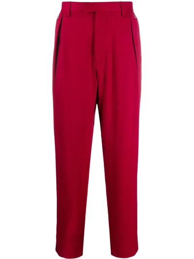 Just Cavalli Straight Fit Pleated Waist Trousers In Red