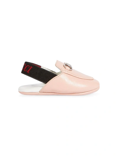 Gucci Baby Princetown Leather Slippers In Pink