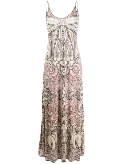 Etro Paisley-print Maxi Slip Dress In Neutrals