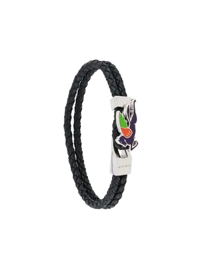 Etro Pegasus Plaque Bracelet In Black