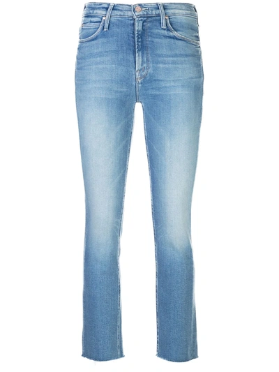 Mother Raw-cuffs Skinny Jeans In Blue