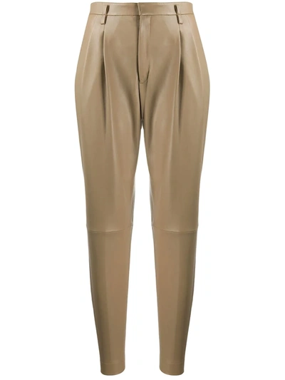 Red Valentino Tapered Leather Trousers In Brown