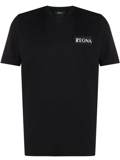 Z Zegna Logo Print T-shirt In Blue