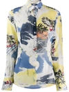 Ermanno Scervino Tropical Print Long Sleeve Shirt In Yellow