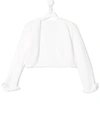 Mimilù Kids' Ruffled Sleeve Scalloped Cardigan In White