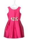 Mimilù Kids' Floral Embellished Cut-out Detail Dress In Pink