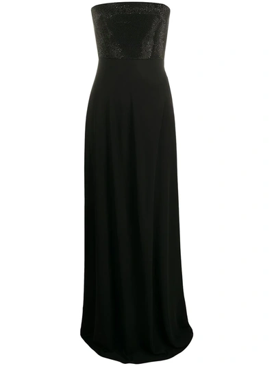 Emporio Armani Long Strapless Gown In Black