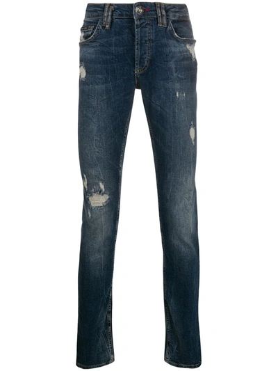 Philipp Plein Super Straight Cut Jeans In Blue