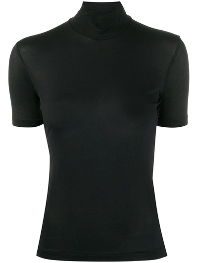 Pre-owned Yohji Yamamoto 1990s Semi-sheer Turtleneck T-shirt In Black