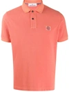 Stone Island Logo-patch Polo Shirt In Orange