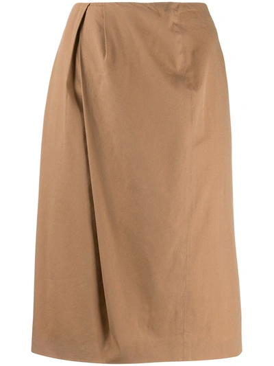 Pre-owned Maison Margiela 1990s Pleated Front Straight Skirt In Neutrals