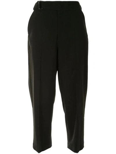 Yohji Yamamoto Cropped Tailored Trousers In Black