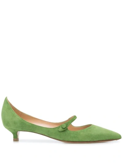 Francesco Russo Pointed Kitten Heel Pumps In Green