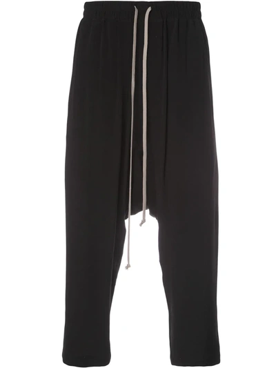 Rick Owens Cropped Drop-crotch Trousers In Black