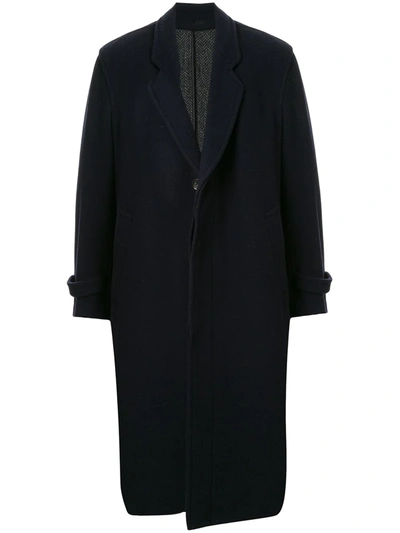 Pre-owned Comme Des Garçons 1970s Straight Buttoned Coat In Blue