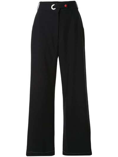 Goodious High-rise Wide Leg Trousers In Blue